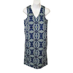 JOE FRESH Blue Geometric Print Sleeveless Shift Summer Mini Dress Size XS